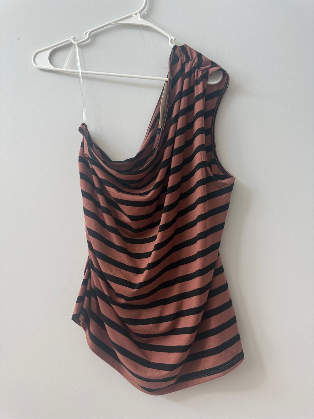 a new day One-Shoulder Striped Draped Camisole - Black & Rust